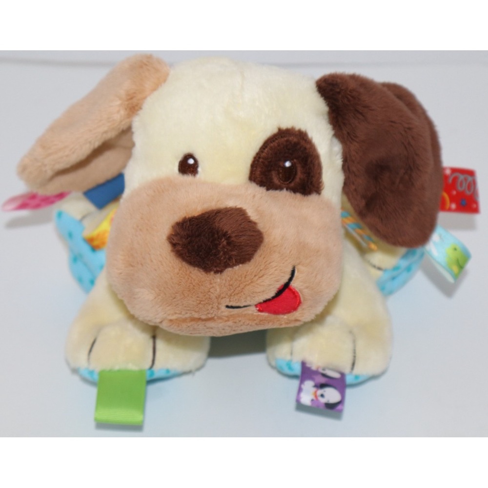 TAGGIES Brown & Yellow Puppy Dog Baby Infant Toy Stuffed Plush Animal Rattle
